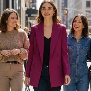 Theory Women's Electric Pink Double Breasted Blazer size 4